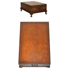 Exquisite Ralph Lauren Large Coffee Table Twin Drawers Carved Claw & Ball Feet