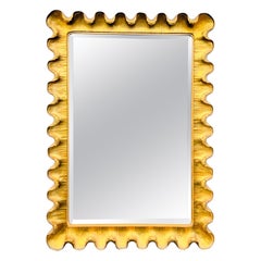 Carver's Guild Art Deco Wave Moderne Gold Leaf Mirror After Jean-Michel Frank