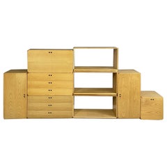 Vintage Italian modern Wooden modular bookcase or sideboard by Derk Jan De Vries, 1980s