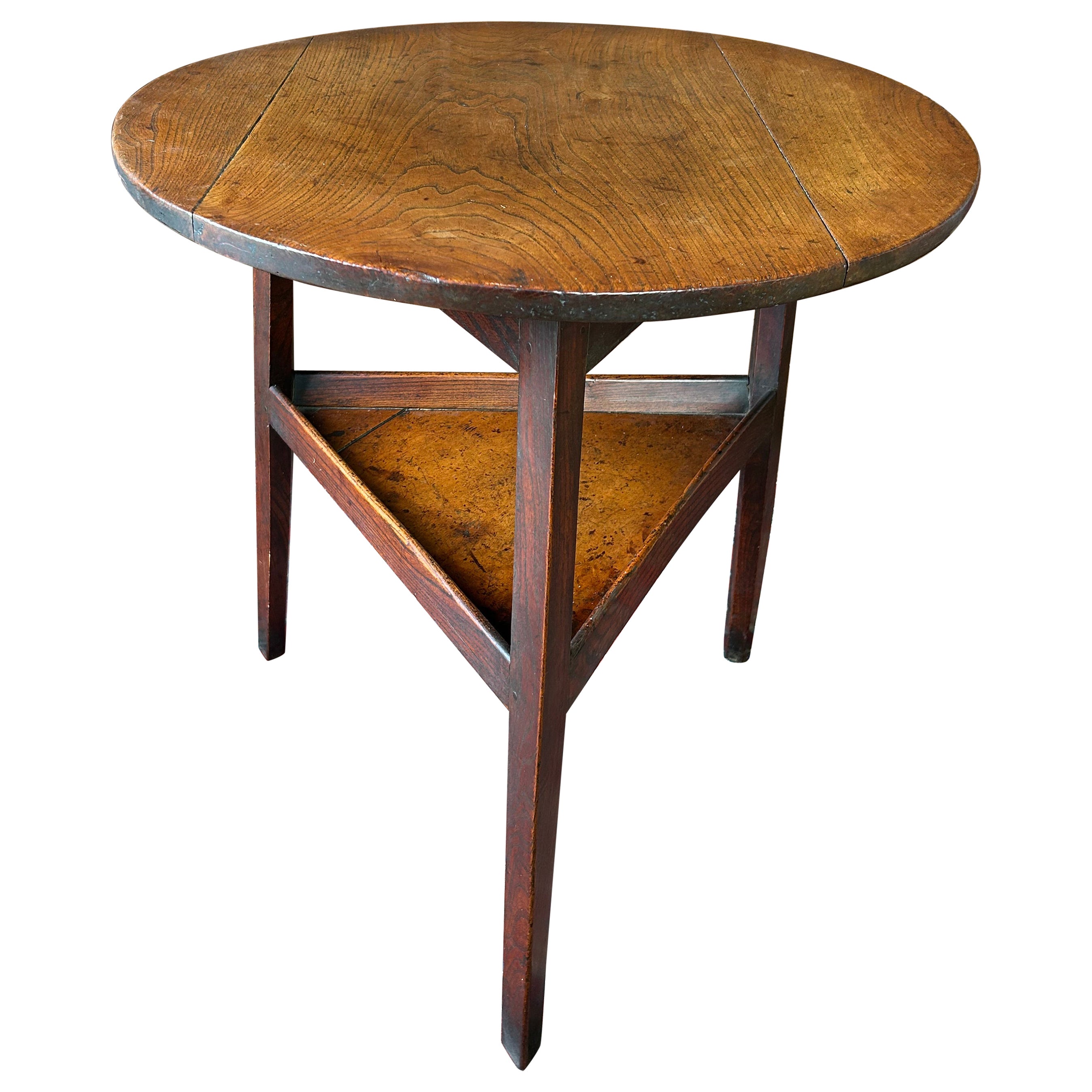 18th Century English Elm and Fruitwood Cricket Table 