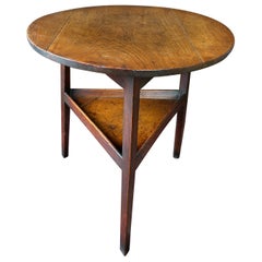 18th Century English Elm and Fruitwood Cricket Table 