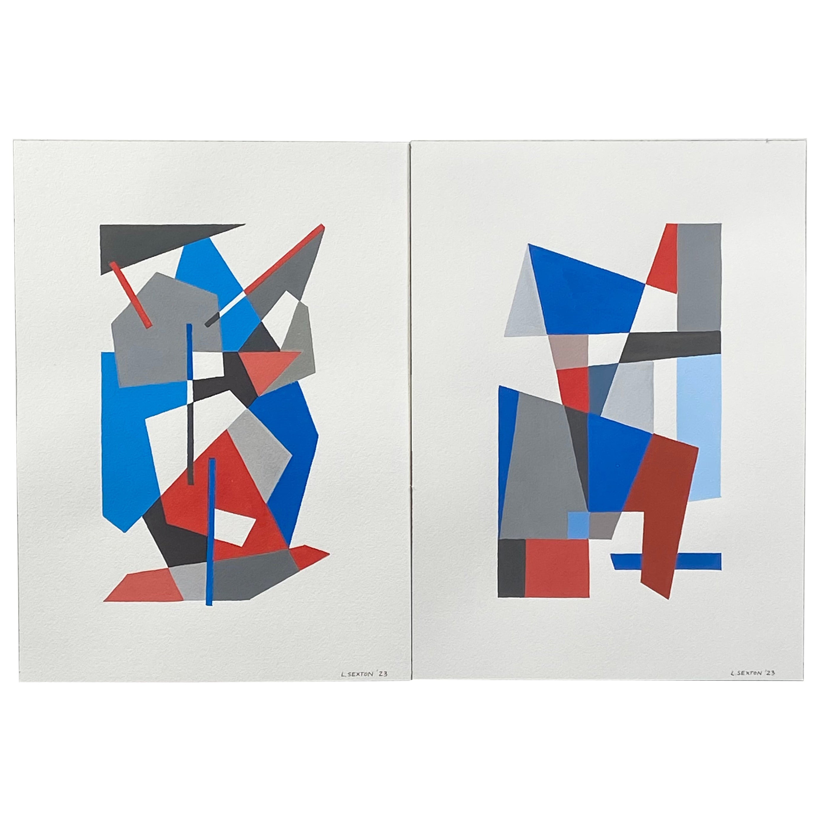 Ein Paar Gouache-Gemälde in 10" x 14" von Lana Sexton im Angebot