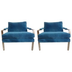 Pair Of Milo Baughman For Thayer Coggin Chrome Lounge Chairs