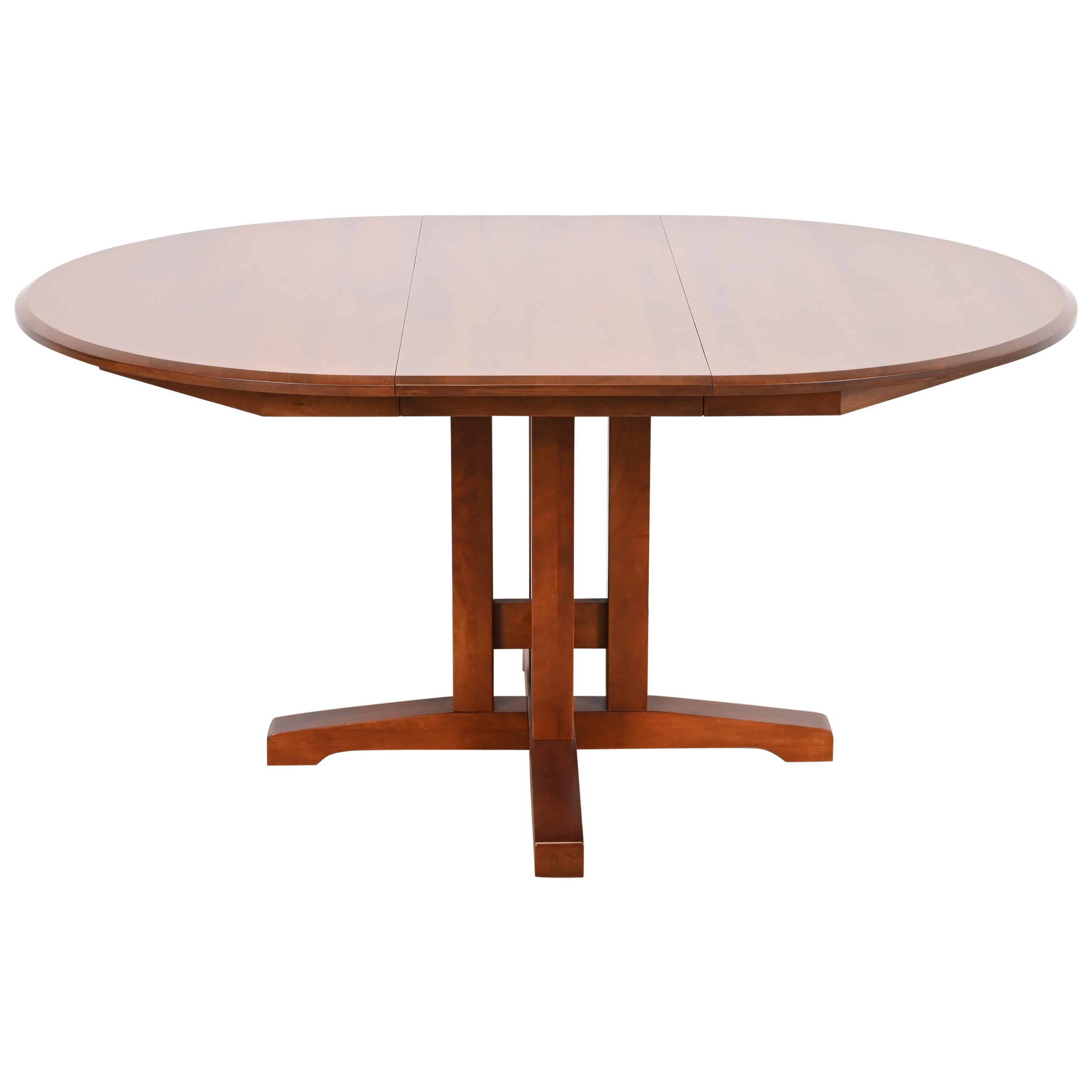 Thomas Moser Style Arts & Crafts Cherry Wood Pedestal Dining Table, Refinished For Sale