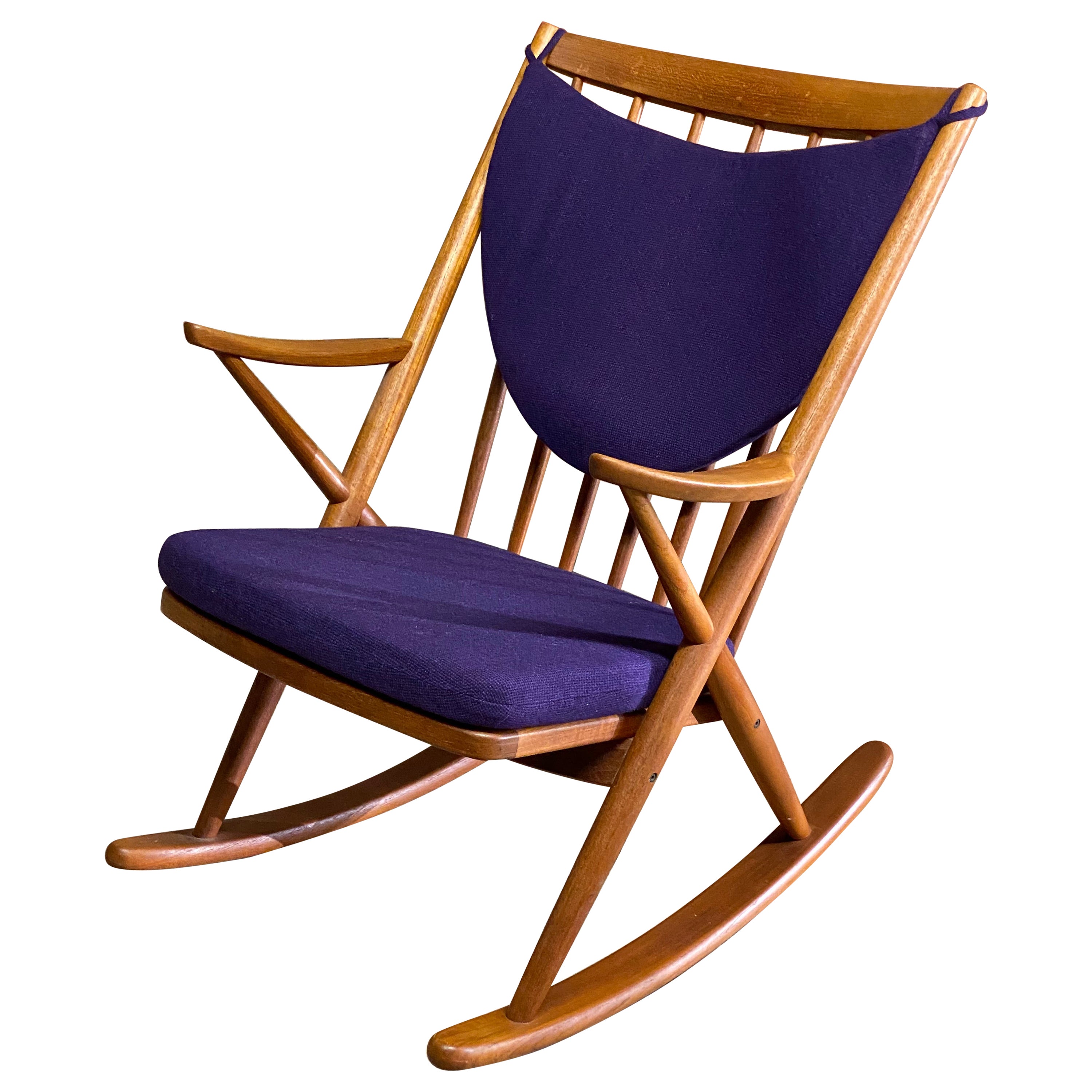 Danish Modern Frank Reenskaug for Bramin Teak Spindle Back Rocking Chair
