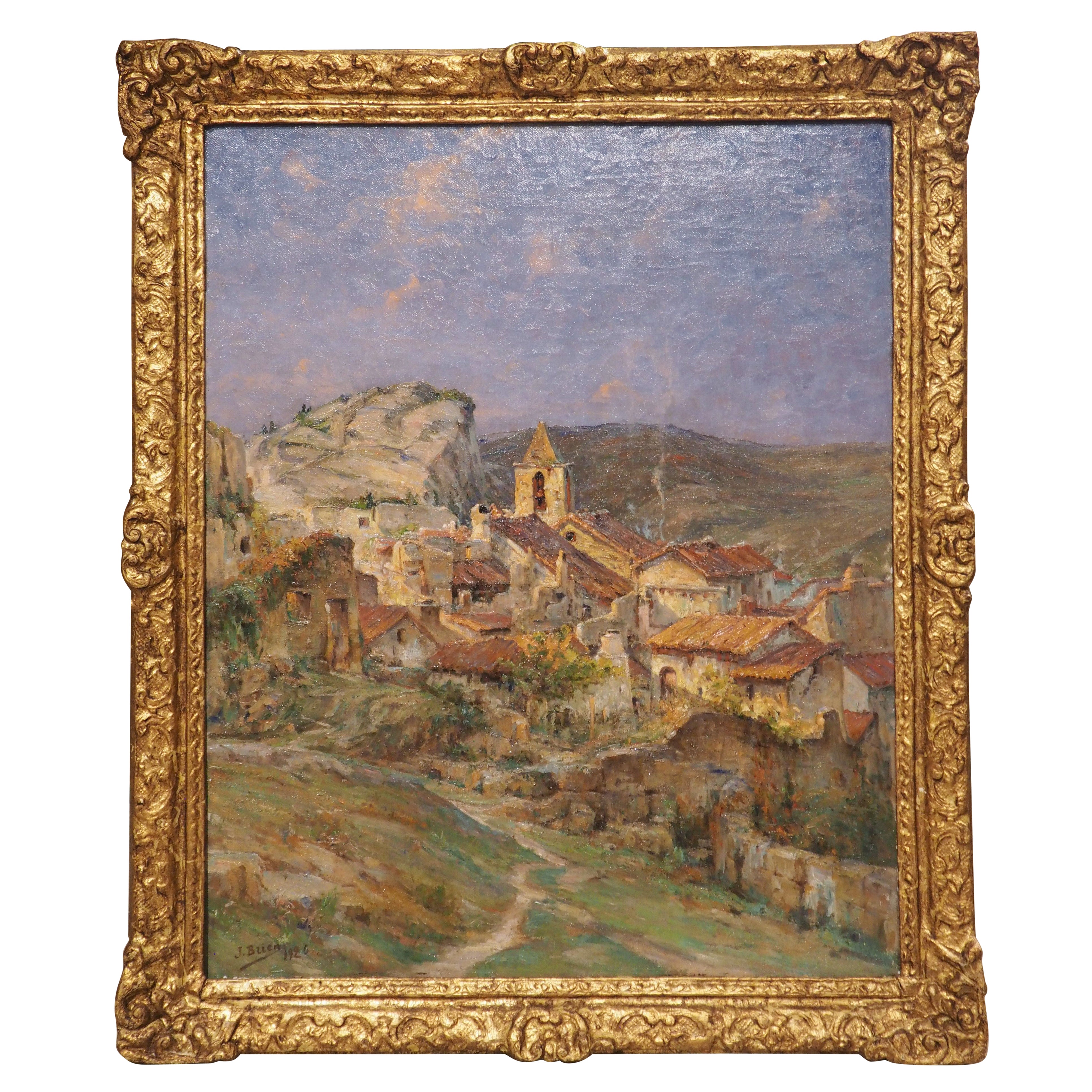Französisches Gemälde in Öl auf Leinwand mit der Darstellung von Les Baux-de-Provence, datiert 1926 im Angebot