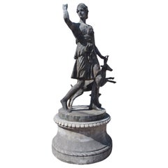 Large Cast Iron Statue of Diana the Huntress from a Property in Belgium, C. 1960