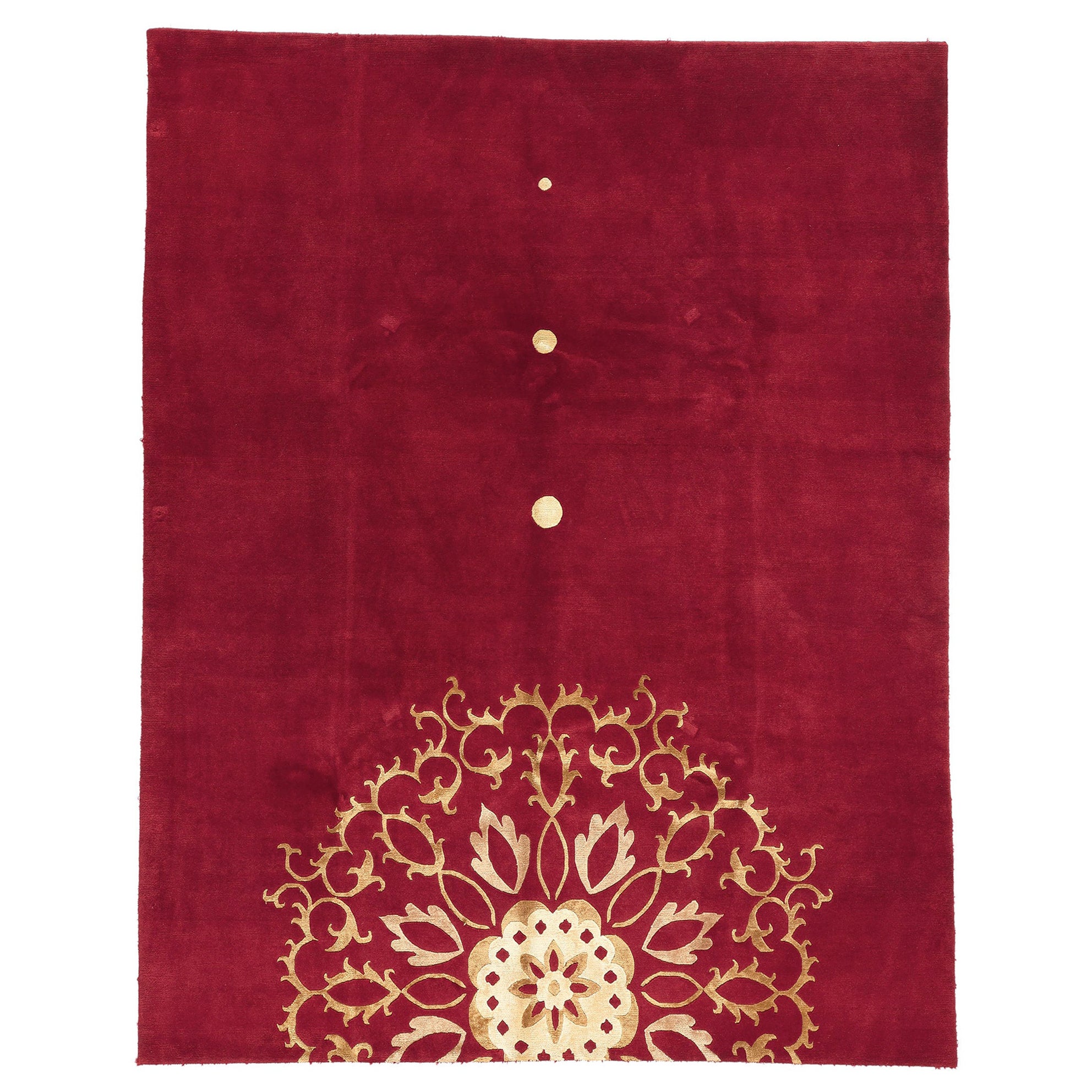 Red Chinese Manadala Rug, Feng Shui Meets Modern Asian Flair For Sale