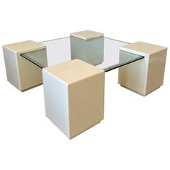 Vintage 1980s Postmodern Cantilevered Coffee Table