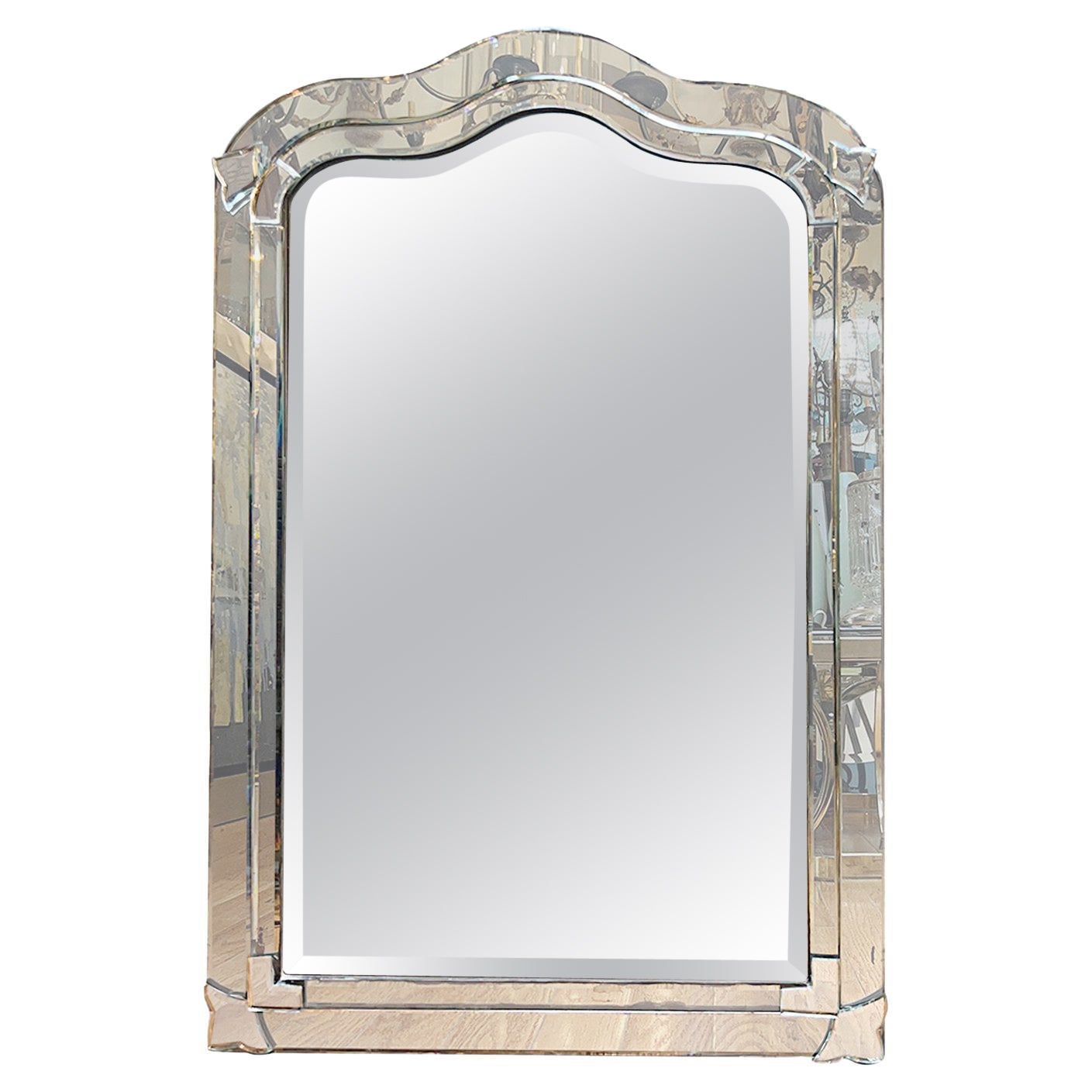 Antique French Etched Mirror (miroir gravé)