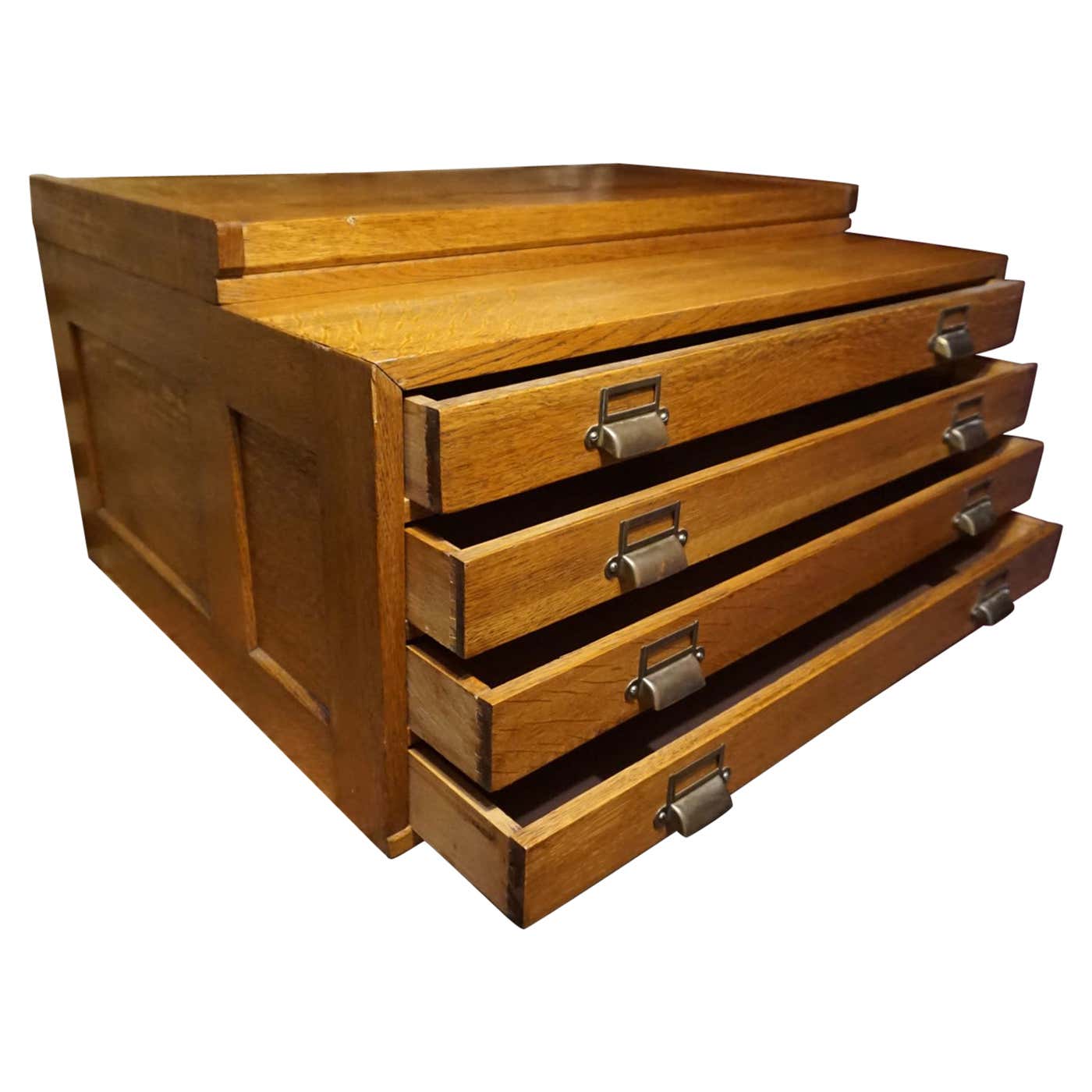 Antique Arts and Crafts Solid Oak Stacking Map Cabinet With Deep ...