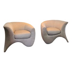 Vladimir Kagan Hurricane Chairs With Fresh Grey Upholstery