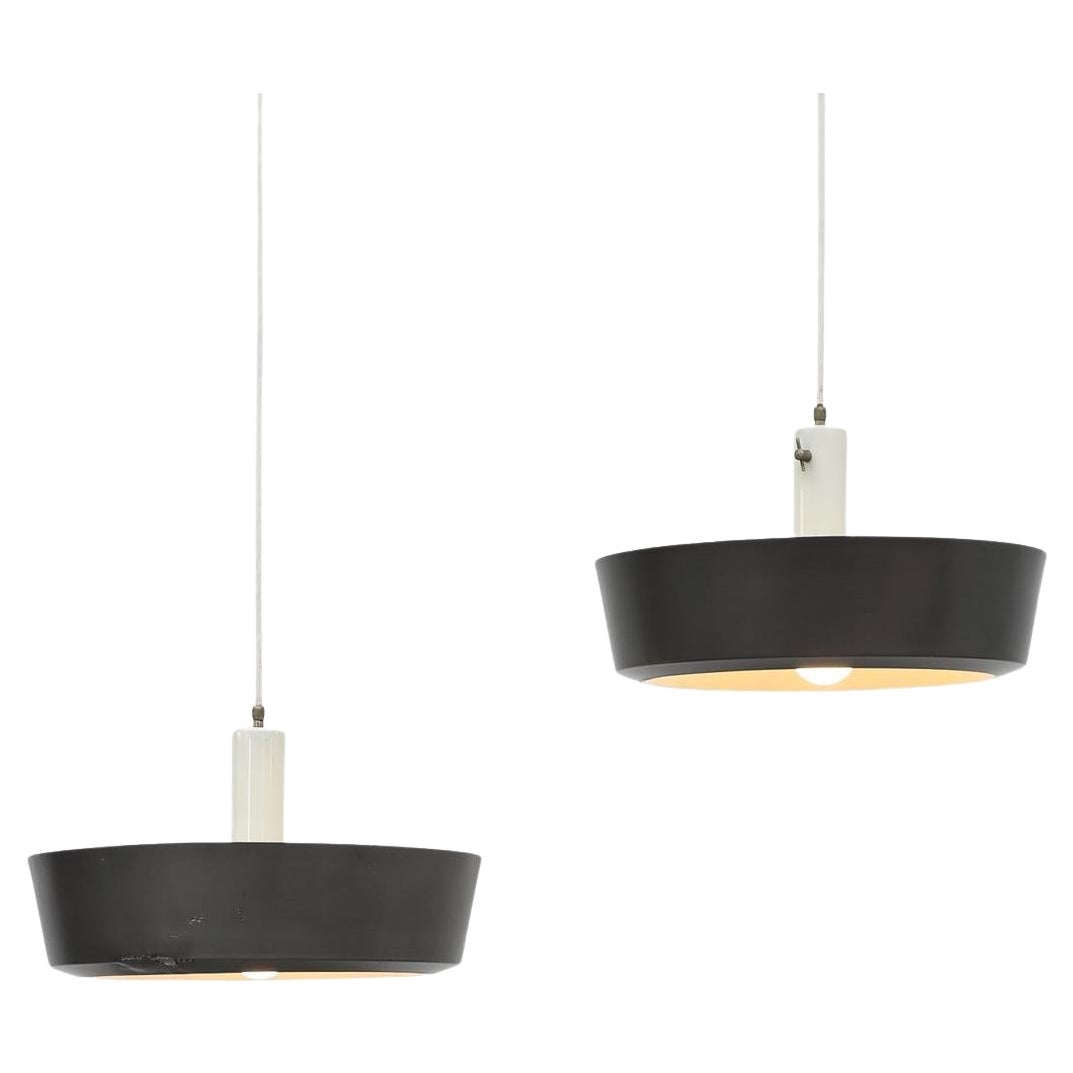 1950's Anvia Model 4017 Pendant Light by J. Hoogervorst in Gray and Black Metal