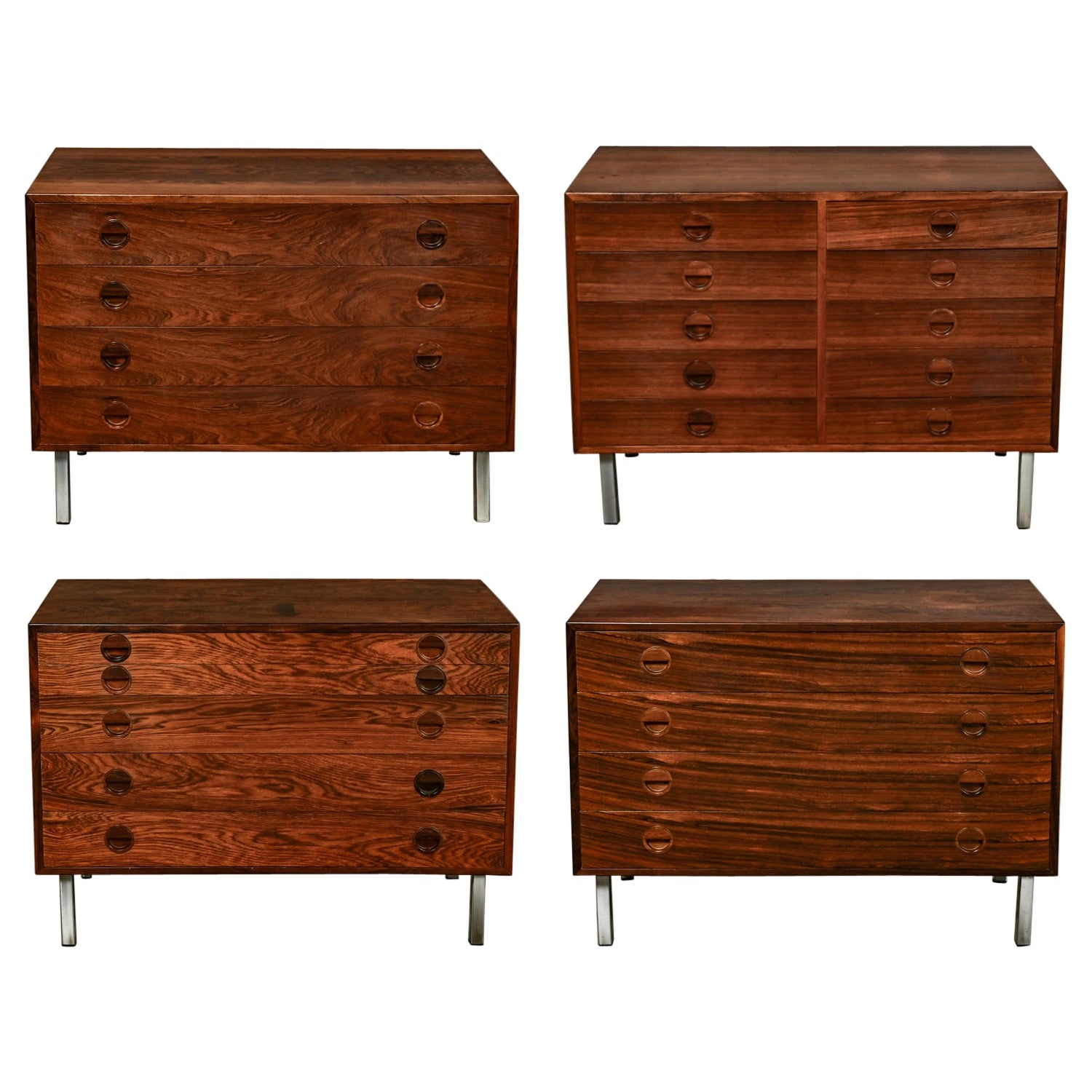 4 Scandinavian Modern Rosewood Cabinets by Rud Thygesen & Johnny Sorensen for HG For Sale
