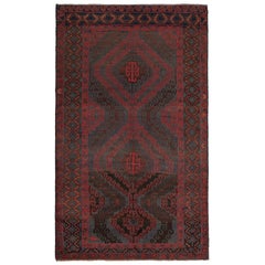 Rug & Kilim's Baluch Tribal Rug in Red, Blue and Brown Geometric Patterns