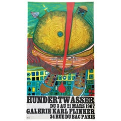 Vintage 1967 Friedensreich Hundertwasser Exhibition Print By Mourlot