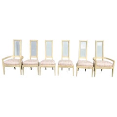 Chaises de salle à manger à dossier en bois beige des années 1970, lot de 6