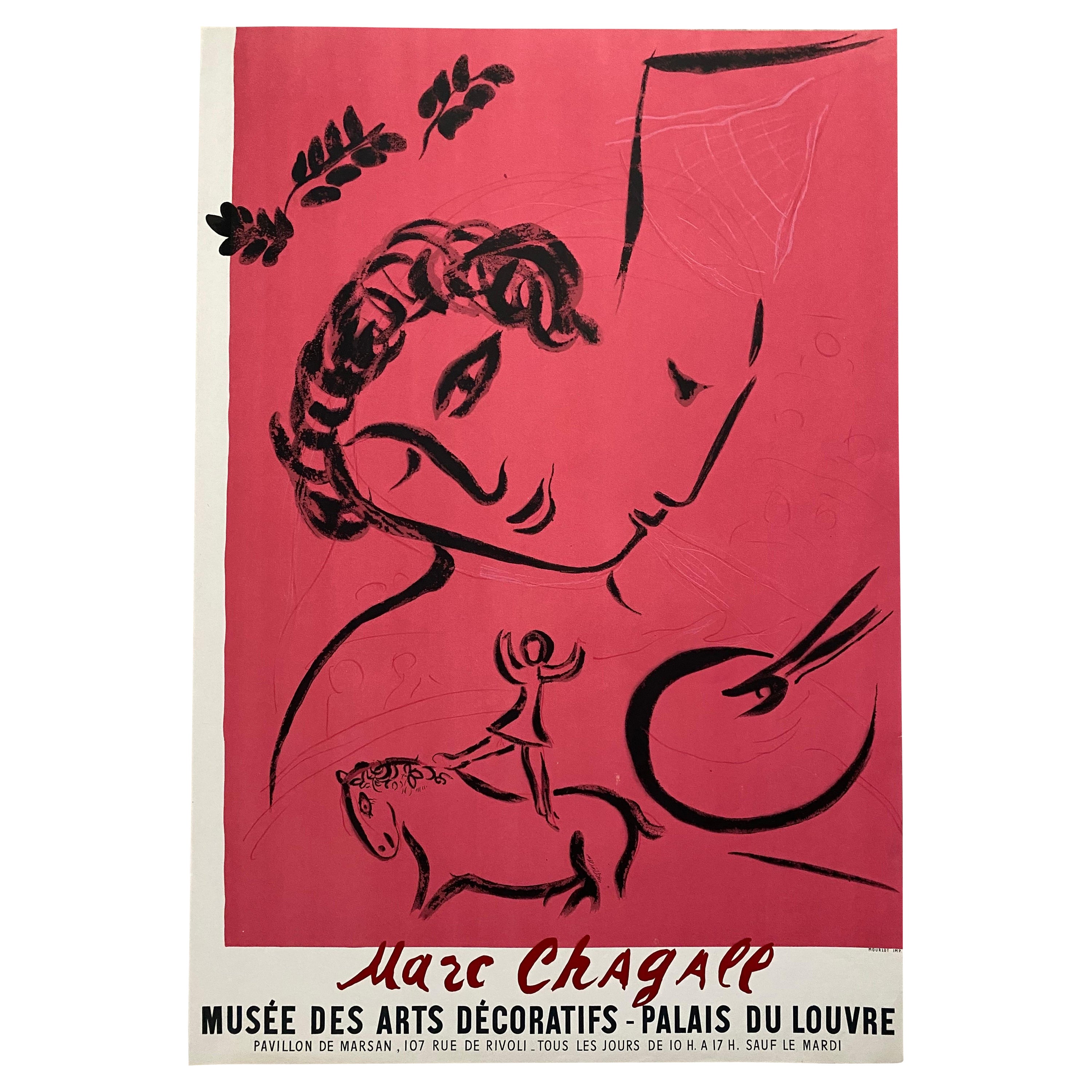 1959 Marc Chagall, Musée des Arts Décoratifs, Paris Exhibition Print By Mourlot For Sale