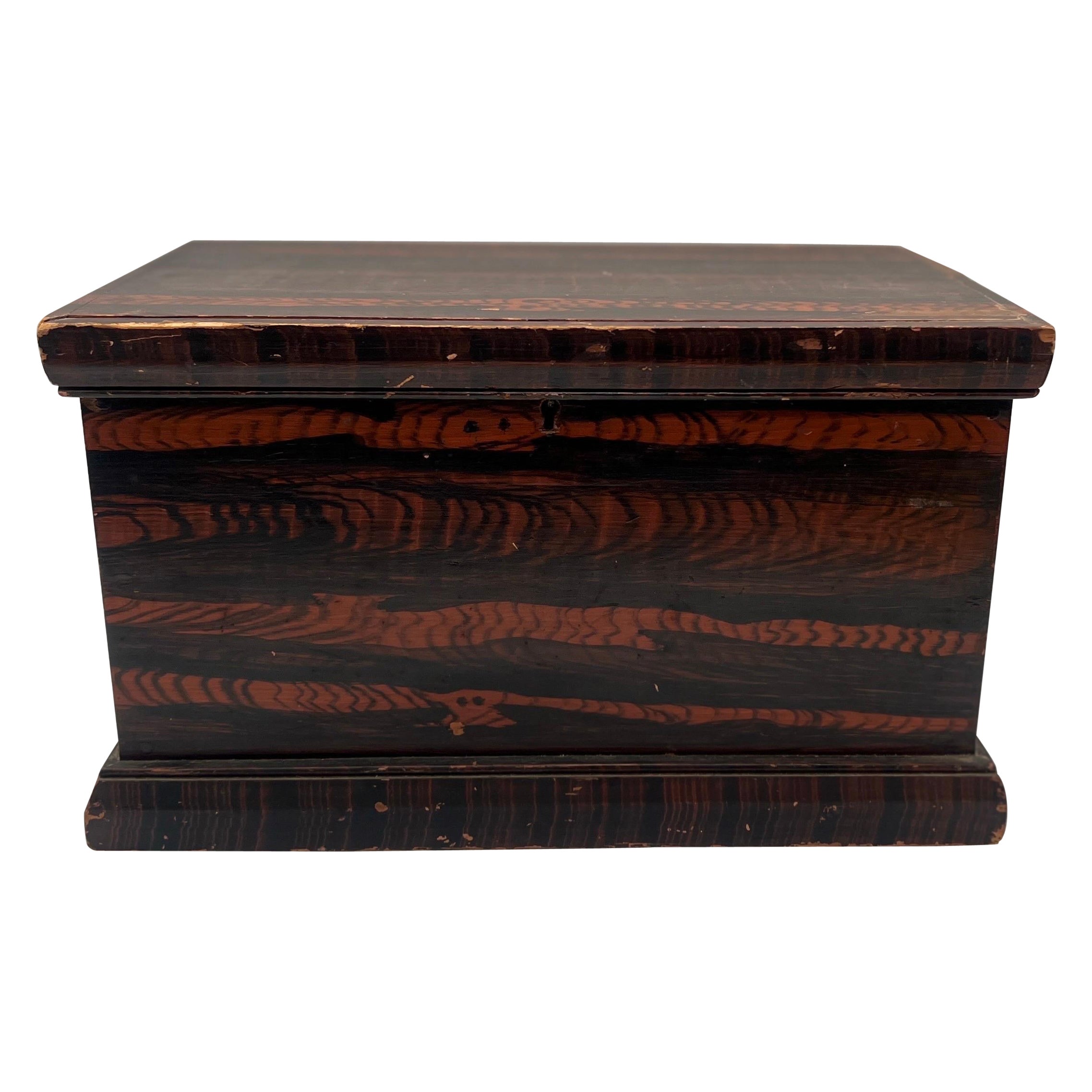 Spectacular American Grain Painted Strong Box, New England Circa 1800 For Sale