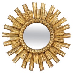 Vintage Spanish Gilt Two-Layer Sunburst or Starburst Mirror (Diameter 25 1/2)