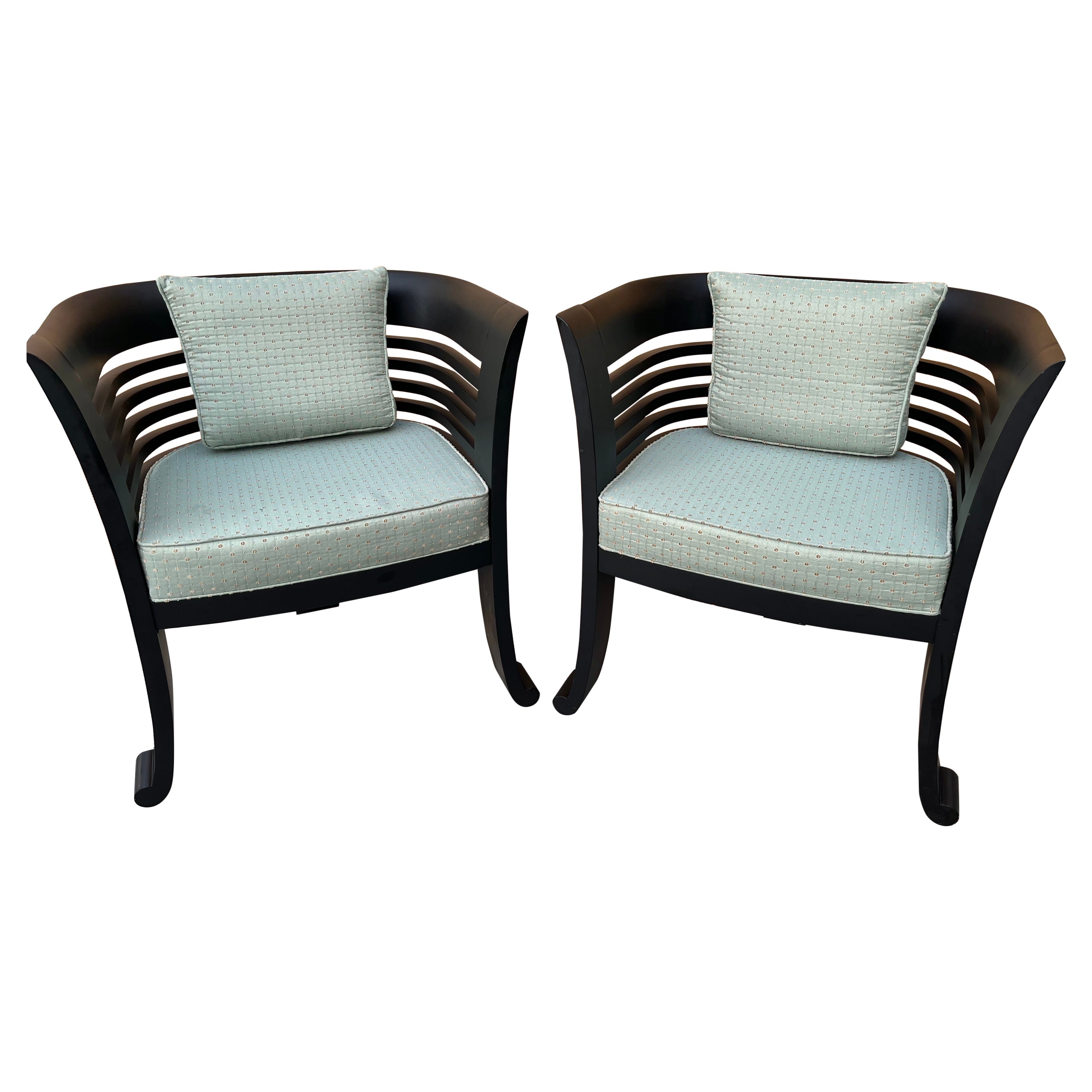 A pair of Early 21st Century Three Legs Chinoiserie inspired Lounge Chairs  For Sale