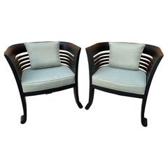 A pair of Early 21st Century Three Legs Chinoiserie inspired Lounge Chairs 