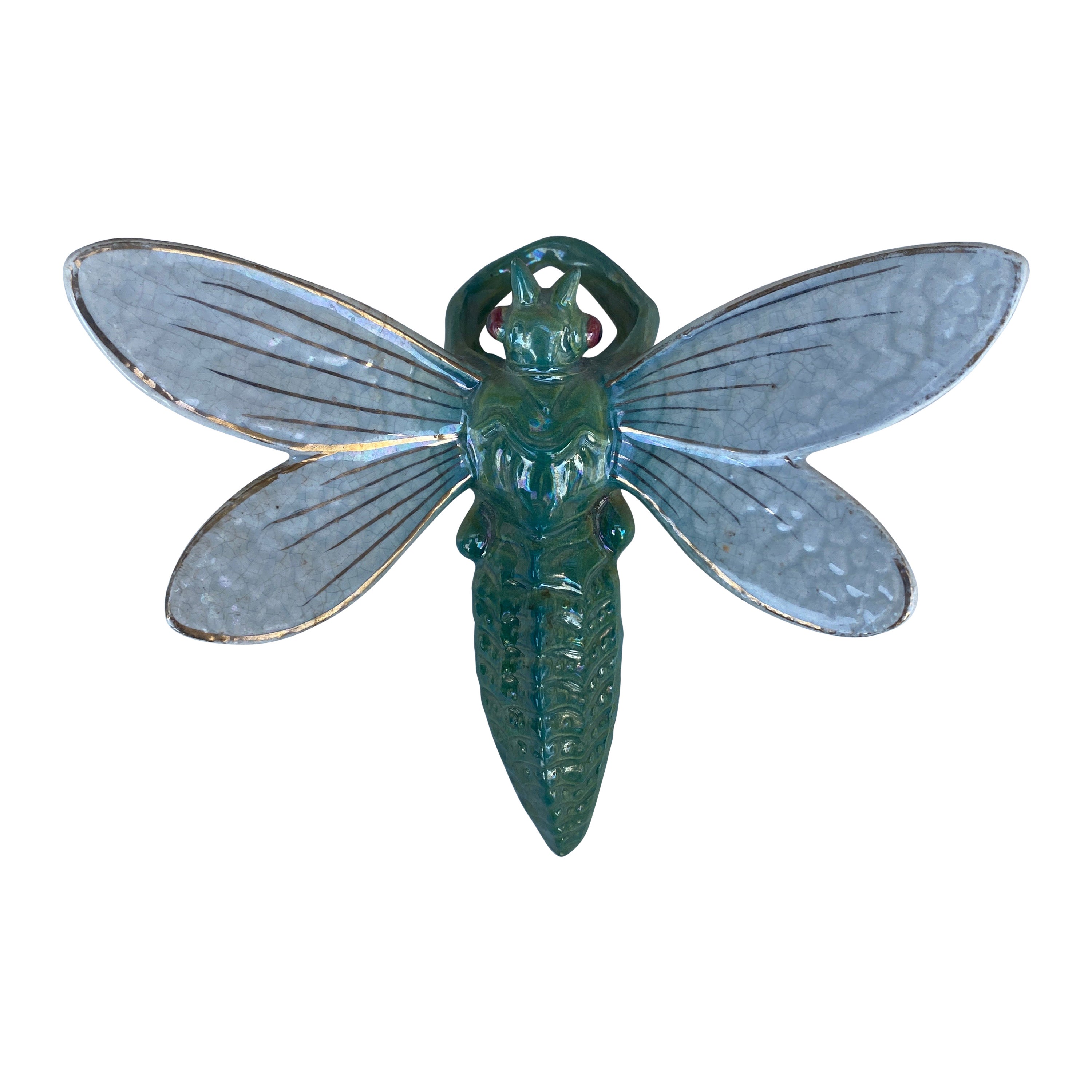 Majolica Dragonfly Wall Pocket Fives Lille, circa 1900