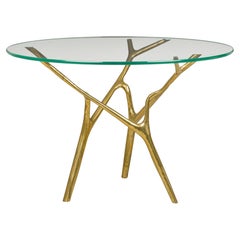 Polished Bronze and Glass Circular Branch Form Dining Table