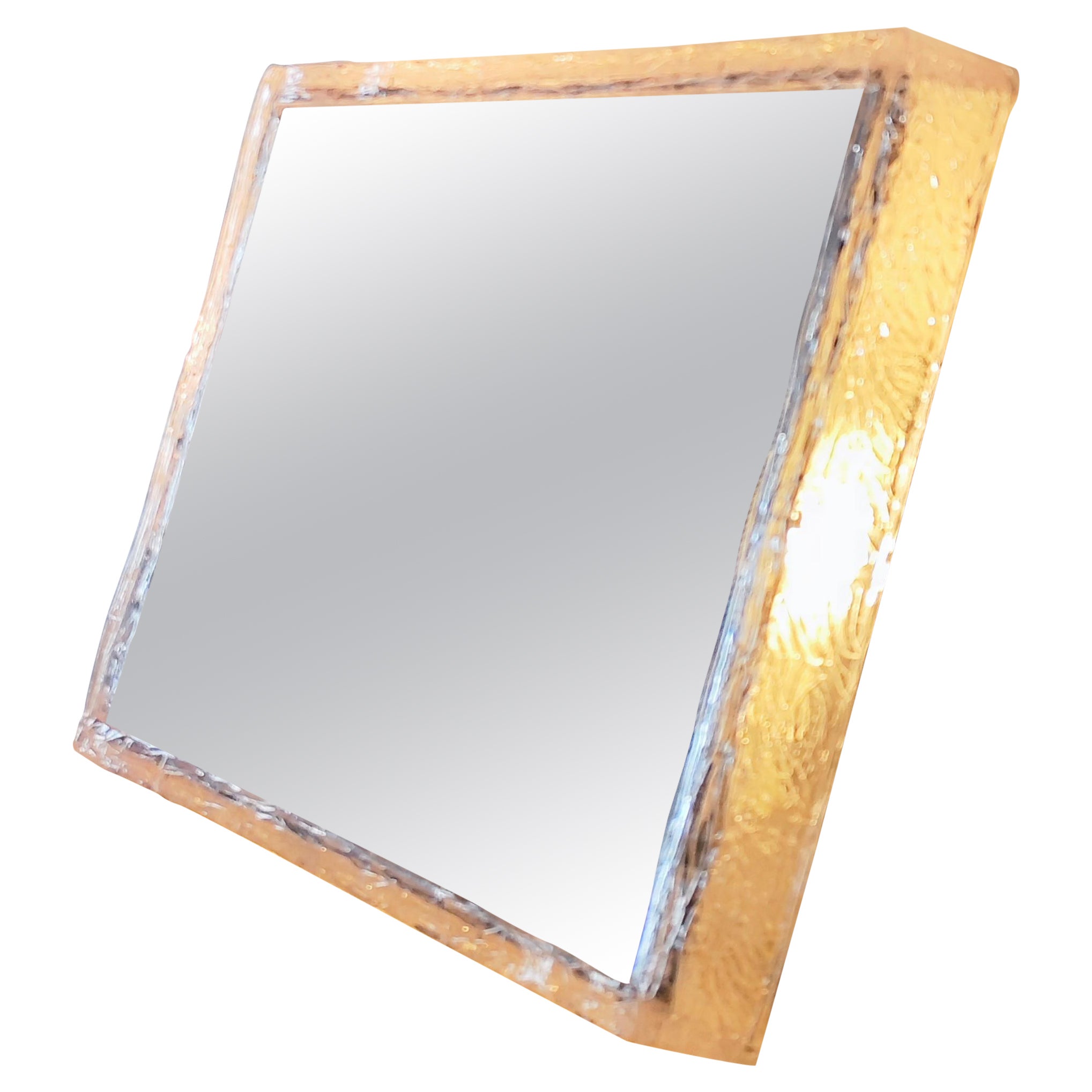 l=Large backlit mirror from the 70s in lucite and resin. France - Brutalist 1970