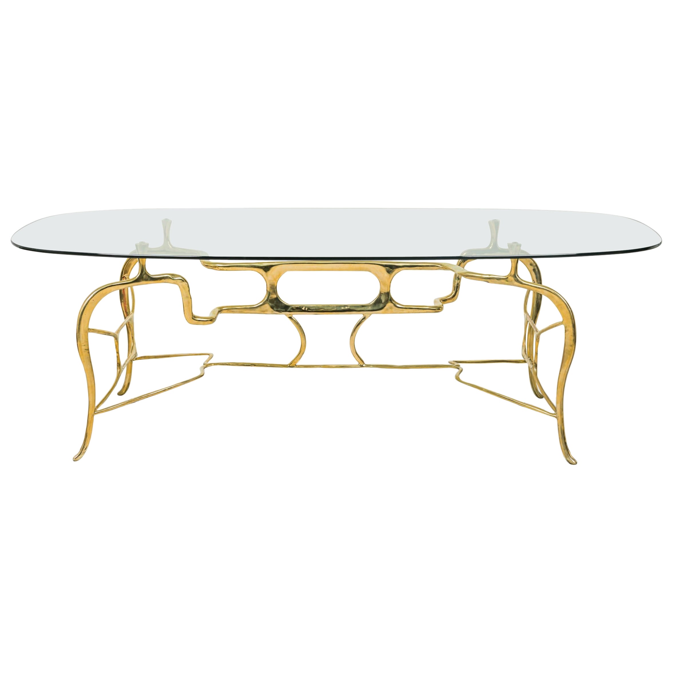 Isabella Modern Biomorphic Bronze Dining Table by Newel Modern For Sale