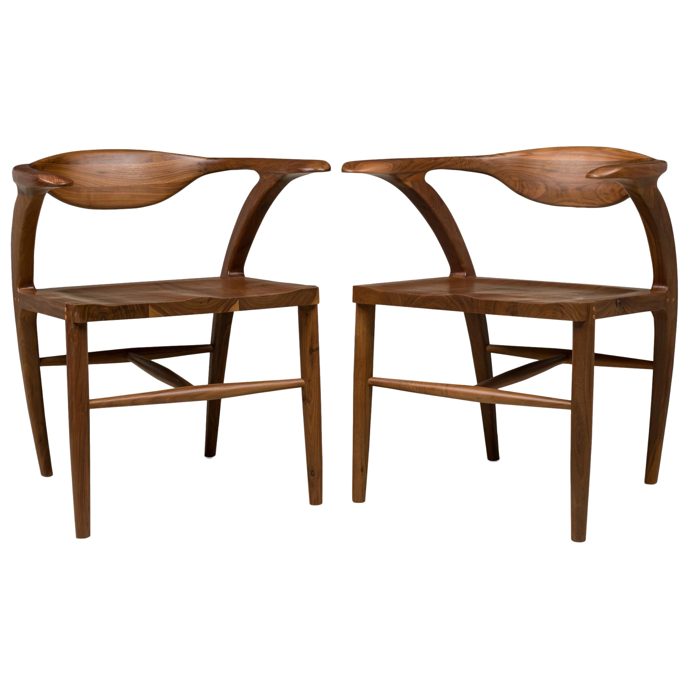 Contemporary Mid-Century-Style Walnut U-Back Dining Armchair