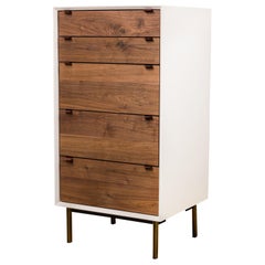 Contemporary / Modern White "Lustrosa" Cabinet and Natural Wood 5-Drawer Chest