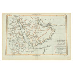 Antique Old Map of the Arabian Peninsula with Parts of Egypt, Sudan, Eritrea & Ethiopia