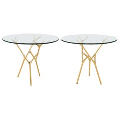 Table d'appoint / de chevet The Moderns en bronze poli et verre en forme de branche
