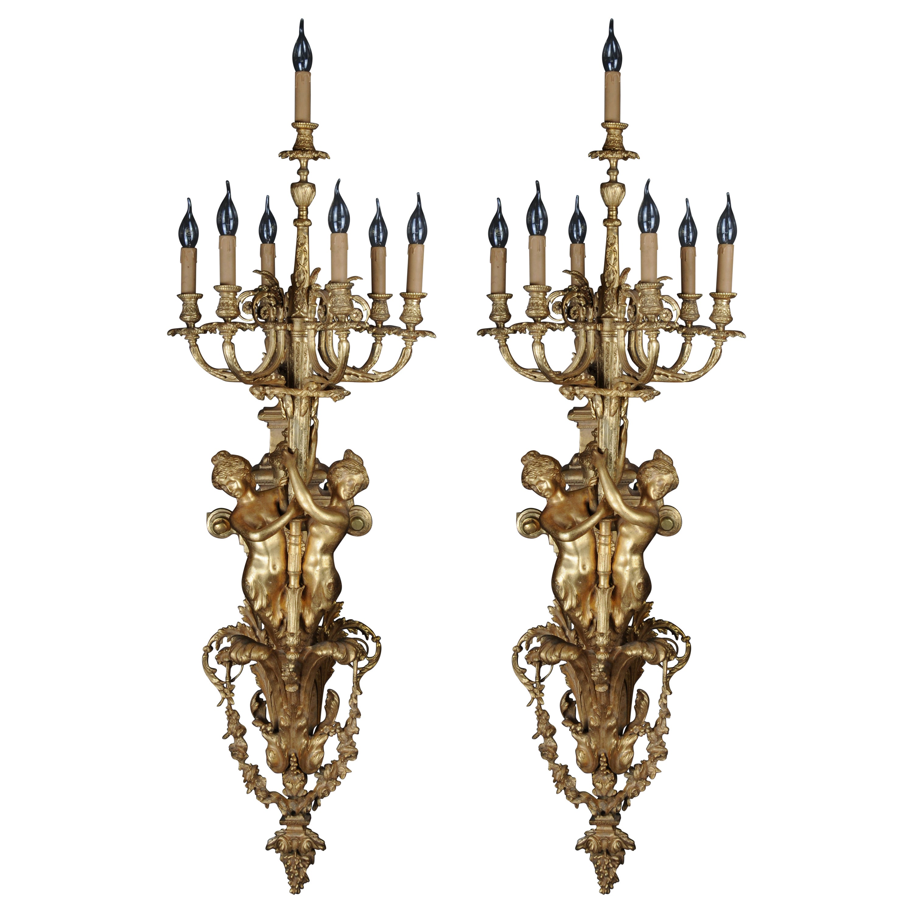 Pair (2) of Monumental Wall Sconce/Lamp Appliques Napoleon III For Sale
