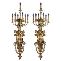 Pair (2) of Monumental Wall Sconce/Lamp Appliques Napoleon III