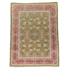 Antiker Amritsar Rare Green and Pink Floral Room Size Rug