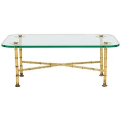 Tables basses/tables basses italiennes Fontana Arte en laiton et verre du milieu du siècle dernier
