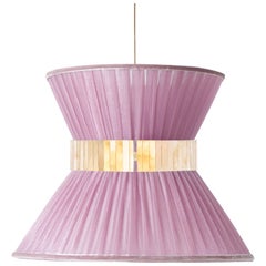 Tiffany Contemporary Hanging Lamp, 60 Onion Silk Silvered Glass Brass