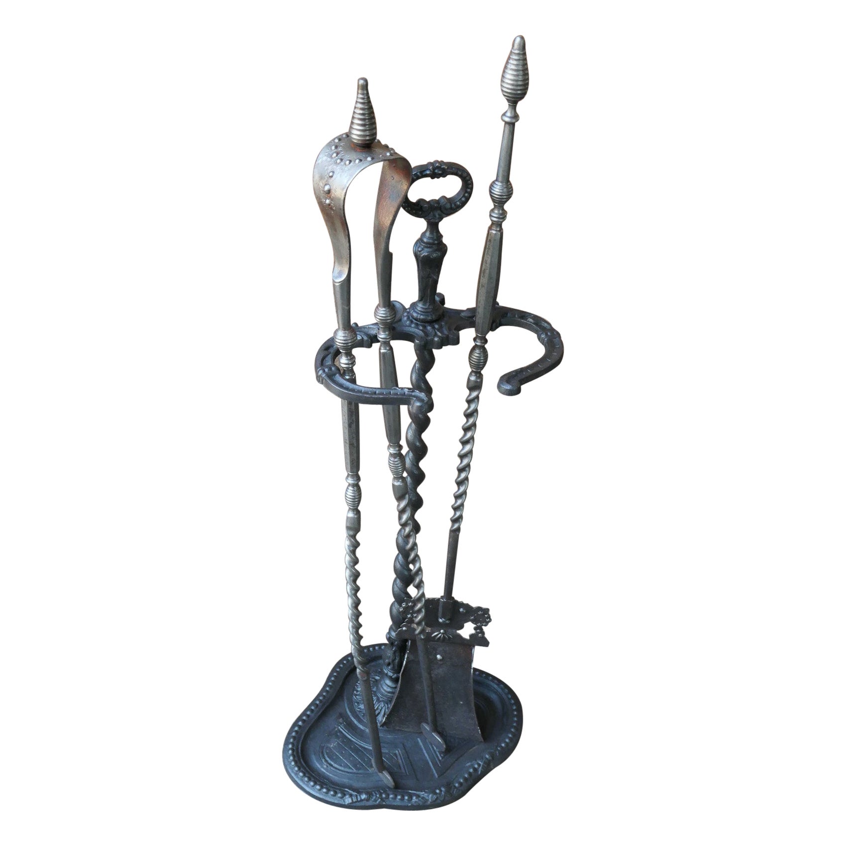 Decorated French Napoleon III Fireplace Tools, 19th Century For Sale