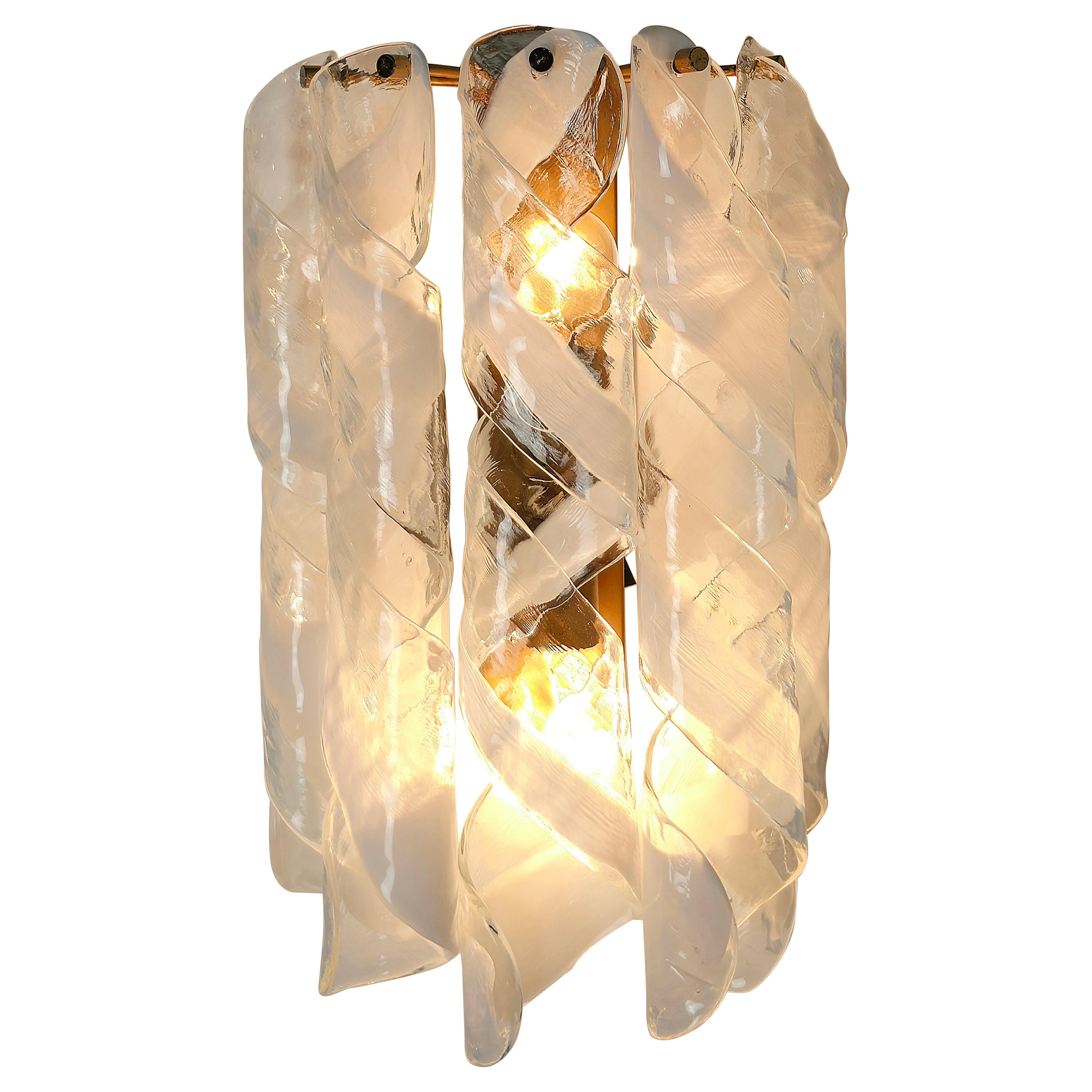 Wandleuchte Sconce Mazzega Murano Glas Metall Midcentury Italian Design 1970s im Angebot