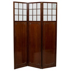 Used French Directoire Mahogany and Glass 3 Panel Screen