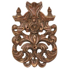 Mid-Century Italian Painted and Carved Wood Scroll Wall Applique