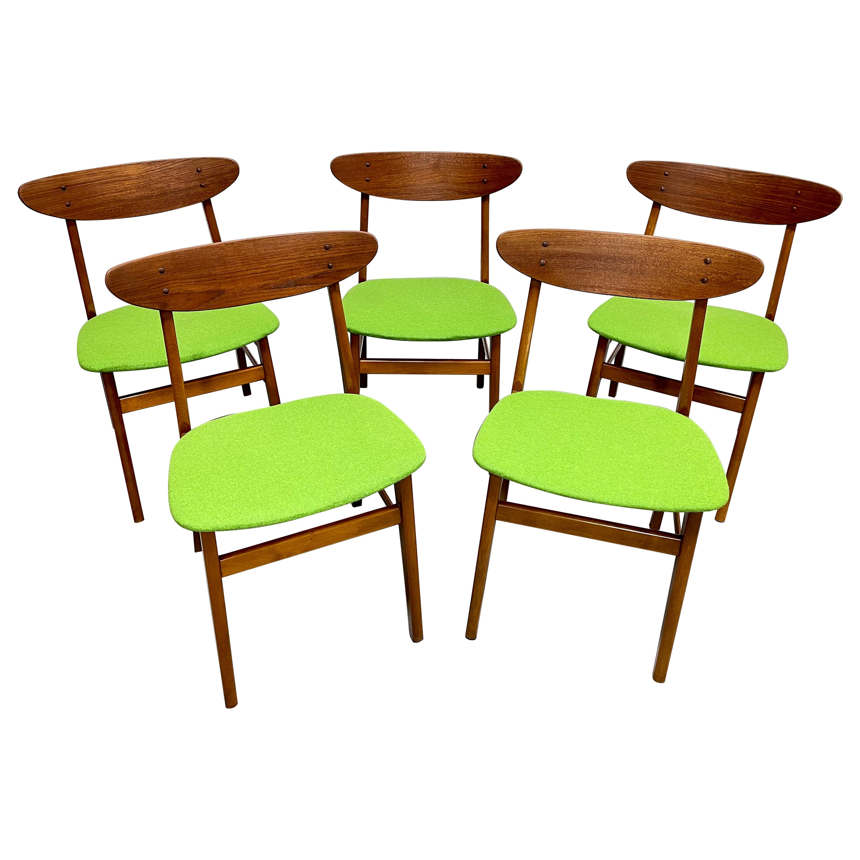 Mid Century MODERN Teak Danish DINING CHAIRS by Farstrup Mobler, Set of Five For Sale