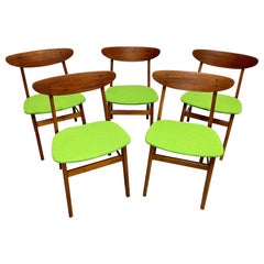 Mid Century MODERN Teak Danish DINING CHAIRS by Farstrup Mobler, Set of Five