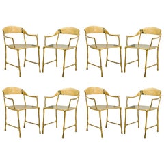 Set of 8 Contemporary Polished Bronze "Almeida" Dining Armchairs by Newel Modern