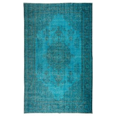 8.7x13.7 Ft Teal Blue Rug for Modern Living Room Decor, Handmade Large Carpet