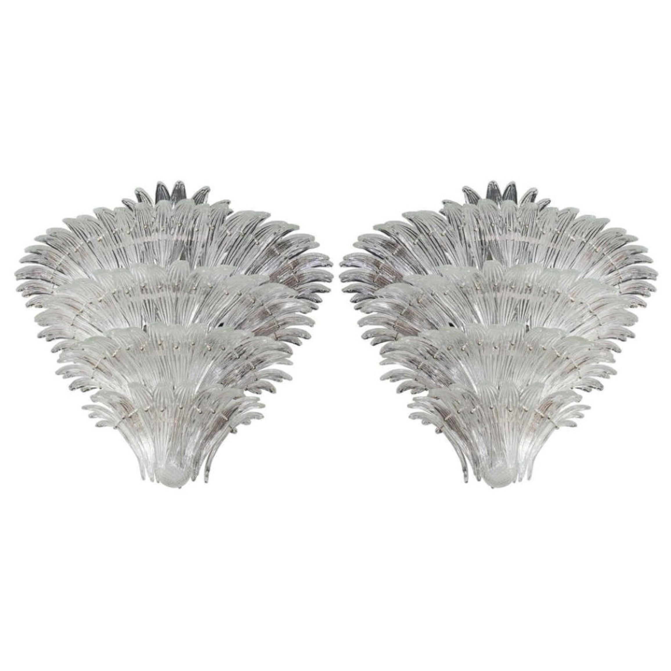 Pair of Sabino Clear Glass Chandeliers For Sale