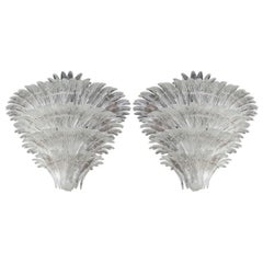 Used Pair of Sabino Clear Glass Chandeliers