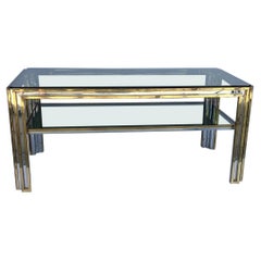 Vintage 2-Tier Brass & Chrome Coffee Table by Romeo Rega